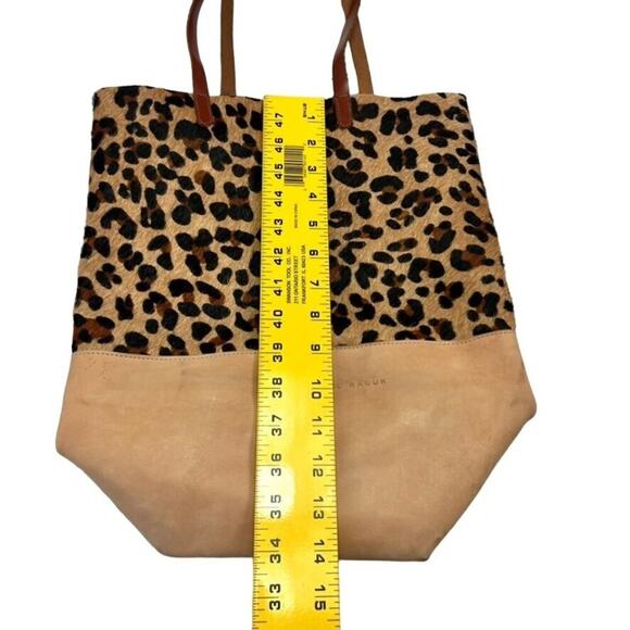 BASIL RACUK Women's Leather With Fur & Leopard Print Patch Sack Shoulder Bag - Picture 4 of 7